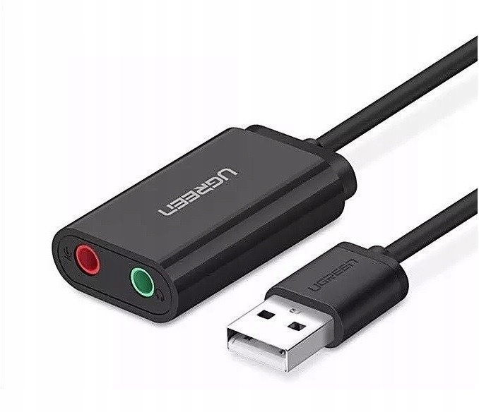 UGREEN Zewnętrzna Karta Dźwiękowa USB Minijack Adapter 3.5mm Mikrofon 15cm