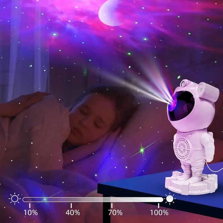 Projektor Gwiazd Astronauta Rzutnik Kosmonauta Lampka Nocna z Głośnikiem BT