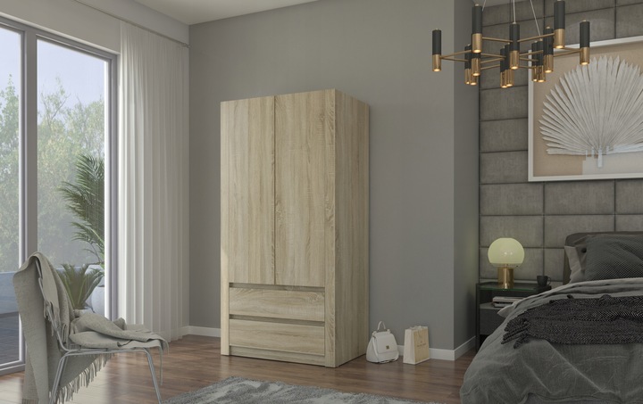 Szafa garderoba 90cm 2drzwi 2szuflad antracyt mix artisan B-9TIP