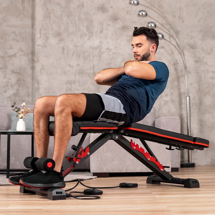 Ławka treningowa z ekspanderami regulowana hopsport 250 kg składana