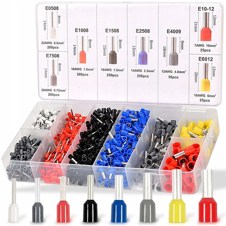 ZACISKARKA DO TULEJEK KONEKTORÓW PRZEWODÓW ZESTAW PRASKA + 1200 SZT