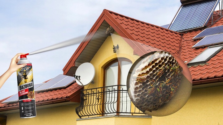 SILNY SPRAY PREPARAT OPRYSK ŚRODEK NA OSY SZERSZENIE GNIAZDA BAZOOKA