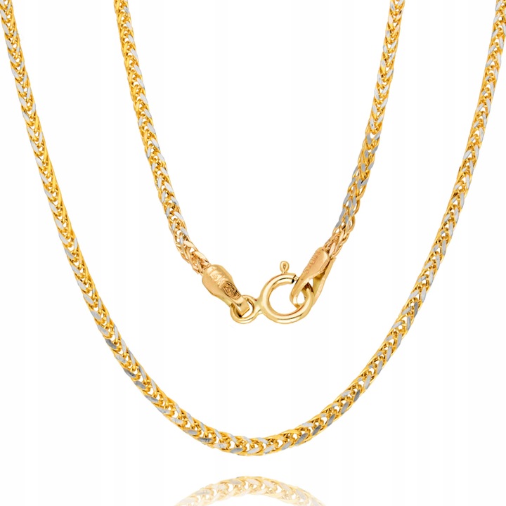 Złoty Łańcuszek 585 Klasyczny Wzór Szeroki Grawer