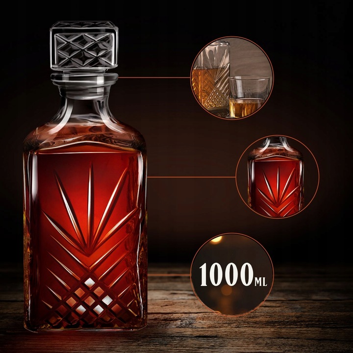 Karafka 6 Szklanek Zestaw do Whisky z Grawerem Prezent na Urodziny Imieniny