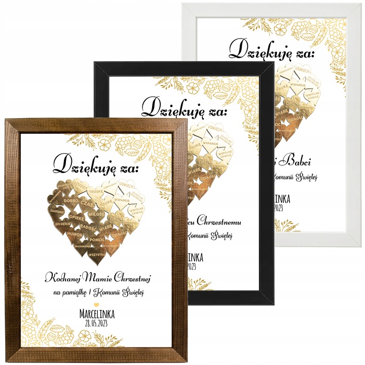 PODZIĘKOWANIE Z OKAZJI KOMUNII DLA CHRZESTNYCH RAMKA DZIADKÓW BABCI