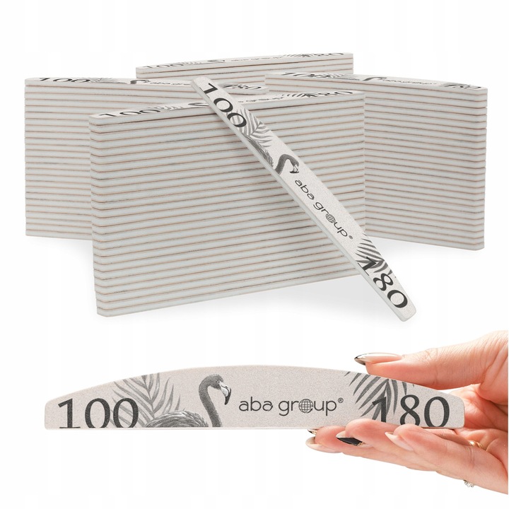 Aba Group Pilniki do Paznokci Półksiężyc Łódka 100/180 Slim Zestaw 100