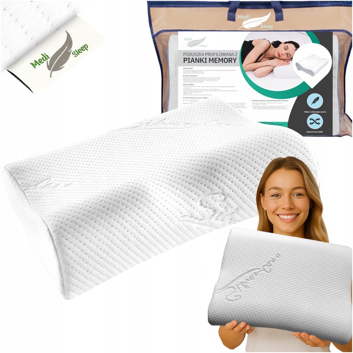 PODUSZKA ORTOPEDYCZNA DO SPANIA PROFILOWANA Z WGŁĘBIENIEM PIANKA MEMORY