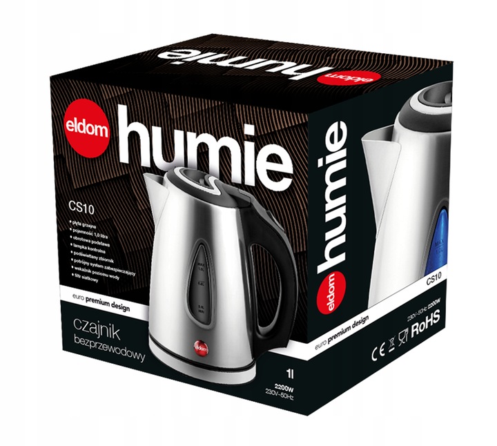 CZAJNIK ELEKTRYCZNY STAL NIERDZEWNA ELDOM HUMIE CS10 1500W 1L