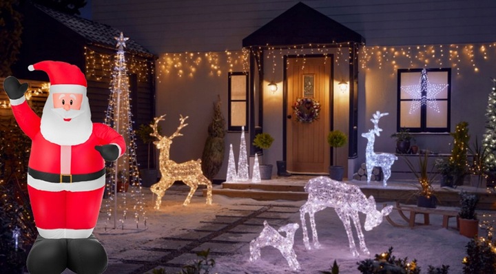 ŚWIĘTY MIKOŁAJ DMUCHANY DEKORACJA ŚWIĄTECZNA LED OZDOBA OGRODOWA XL 150 cm