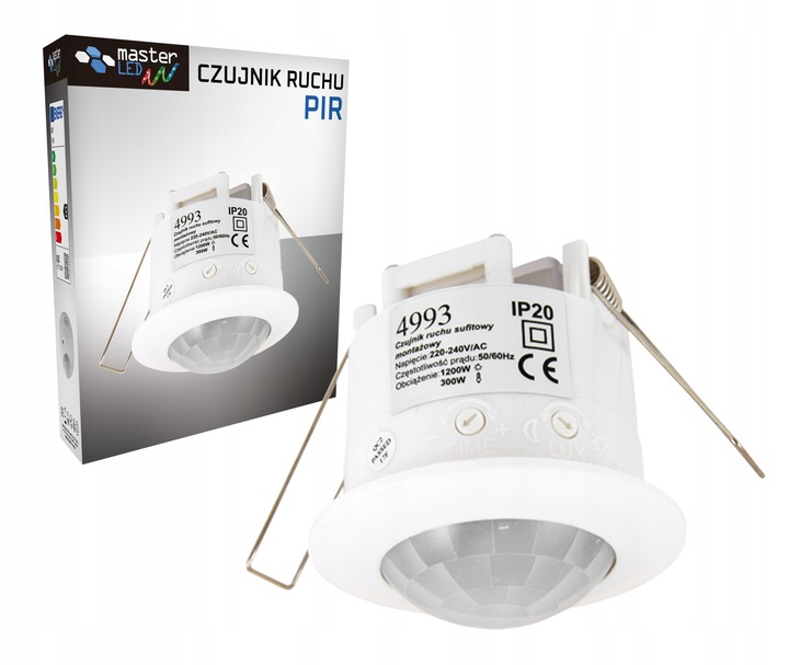 CZUJNIK RUCHU ZMIERZCHU natynkowy LED sufitowy PIR