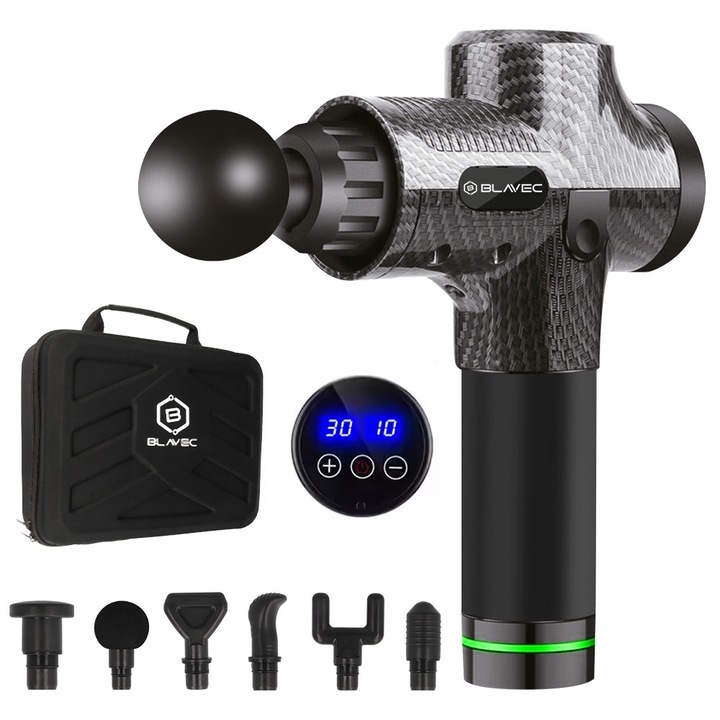 Pistolet Do Masażu Masażer Do Ciała Szyi Karku Pleców Stóp + 6 Końcówek Pro