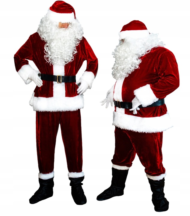 WELUROWY KOSTIUM STRÓJ MIKOŁAJA BURGUND SAKWA NA CUKIERKI +LIST 10el