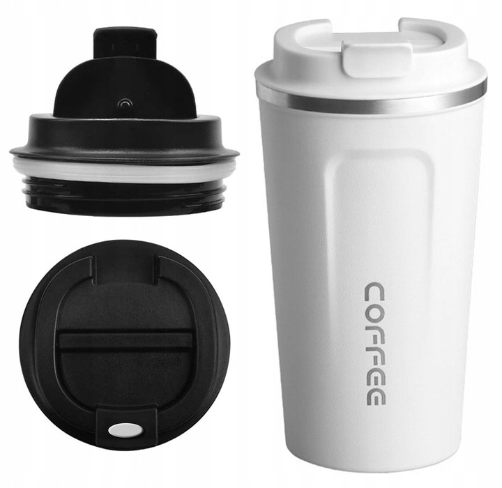 KUBEK TERMICZNY KAWA HERBATA COFFEE TERMOS SZCZELNY 510ML BIAŁY AG369D