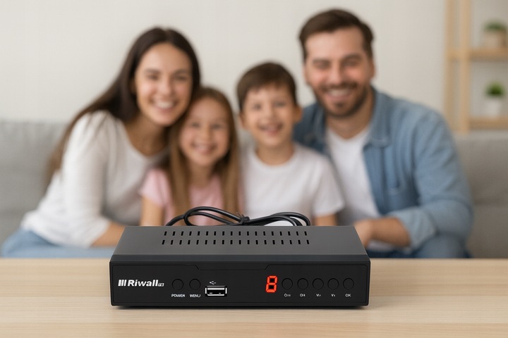 Dekoder DVB-T2 HEVC H.265 Riwall TVCONTROL Tuner TV Full HD HDMI USB