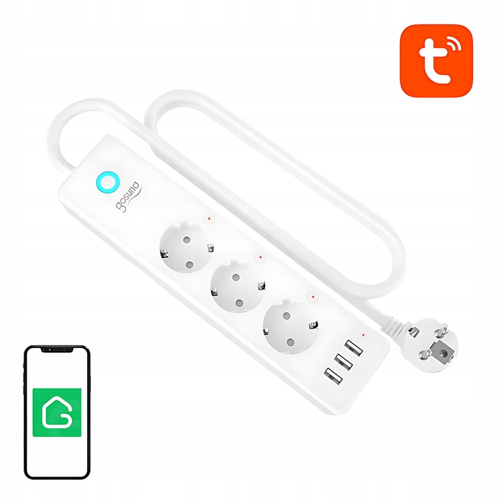 Inteligentna Listwa Zasilająca Wifi Gosund P1 Plus 4x Ac 3x Usb-a Tuya