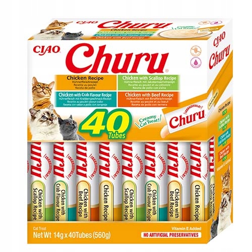 INABA CAT CHURU VARIETIES CHICKEN Mix Przysmaków dla Kota 40x14g + 4x14g