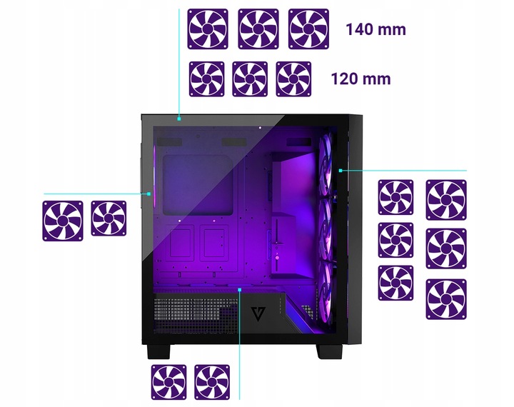 Gamingowa obudowa MODECOM VOLCANO PERUN APEX ARGB MIDI Black czarny