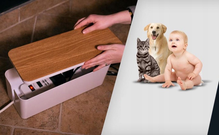 POJEMNIK ORGANIZER NA KABLE LISTWY BOX DREWNO M