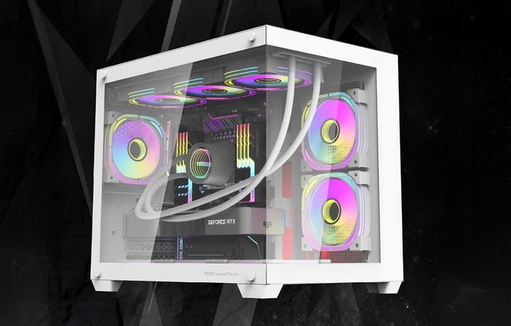DarkFlash C285MP Obudowa Komputerowa M-ATX Cube Case Piwnica Gaming Biała