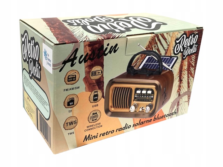 Retropolis AUSTIN Vintage Radio Retro Solar USB microSD Bluetooth