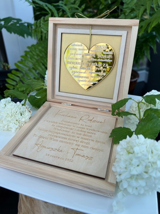 PODZIĘKOWANIE dla RODZICÓW ślub WESELE pudełko