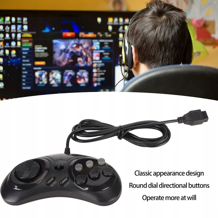 PAD GAMEPAD KONTROLER PRZEWODOWY SEGA 9 PIN