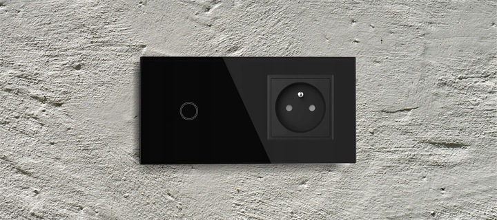 GNIAZDO GNIAZDKO SZKLANE Z BOLCEM Z WŁĄCZNIKIEM POJEDYNCZYM CZARNE