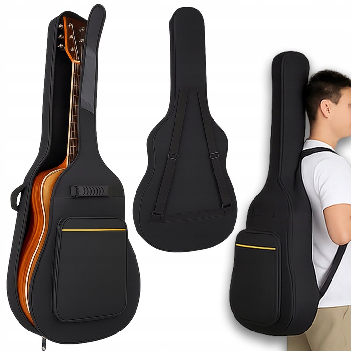 POKROWIEC NA GITARĘ KLASYCZNĄ AKUSTYCZNĄ Z KIESZENIAMI SZELKI UCHWYT GITARA