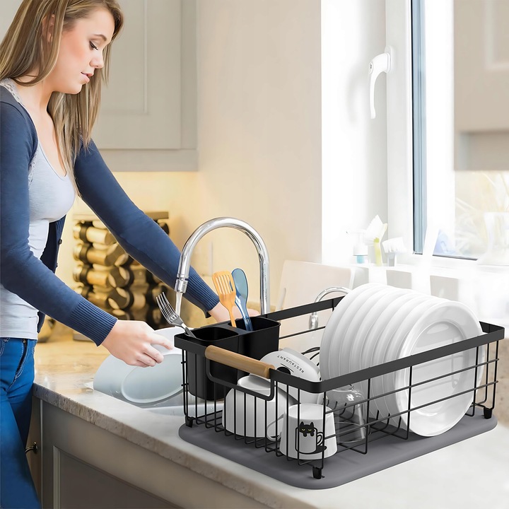 SUSZARKA DO NACZYŃ OCIEKACZ NA SZTUĆCE KUBEK TALERZE CZARNY KARL HAUSMANN