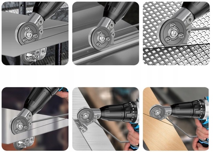 ADAPTER DO CIĘCIA BLACHY NA WKRĘTARKĘ WIERTARKĘ PRZYSTAWKA NOŻYCE