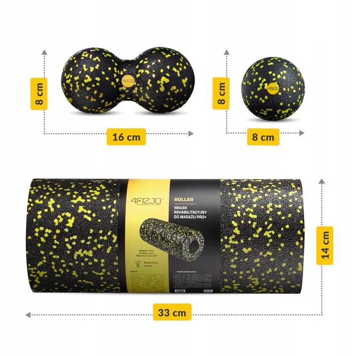 ROLLER WAŁEK PIŁKA PIŁECZKA ZESTAW EPP GŁADKI TWARDY DO MASAŻU DUOBALL