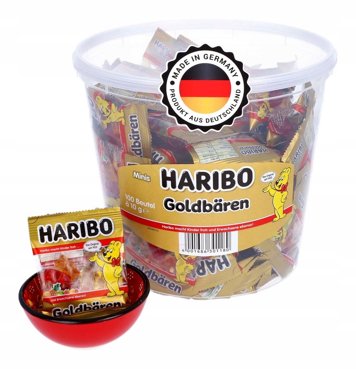 HARIBO GOLDBÄREN MINIS ZŁOTE MISIE 100 op. 1000g ŻELKI Z NIEMIEC