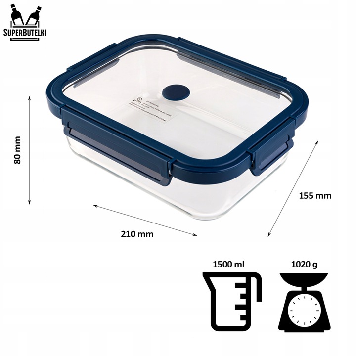 ZESTAW 4 sztuki pojemniki szklane lunchbox próżniowe do żywności +