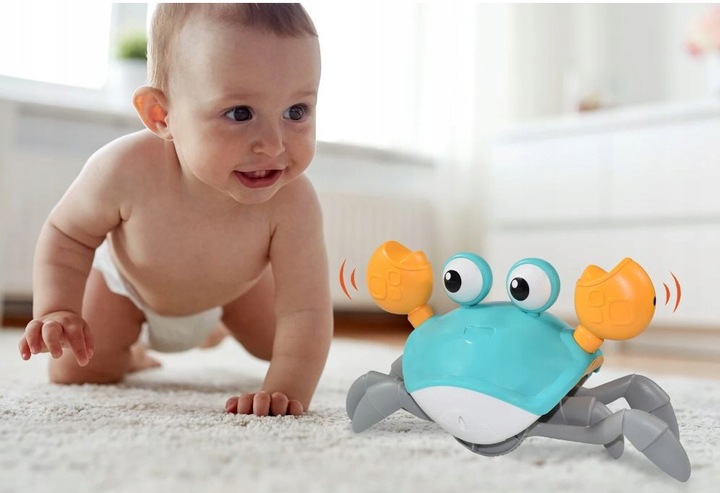 KRAB INTERAKTYWNY PEŁZAJĄCY UCIEKAJĄCY DŹWIĘK muzyka gra czujnik + BATERIE