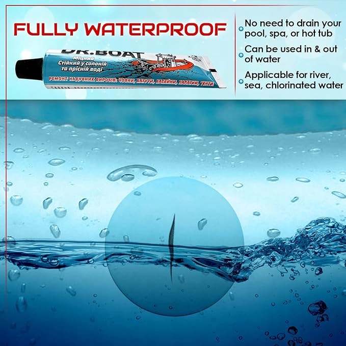 Klej do naprawy BASENU JACUZZII SUP 2w1 NA SUCHO NA MOKRO z lata i bez