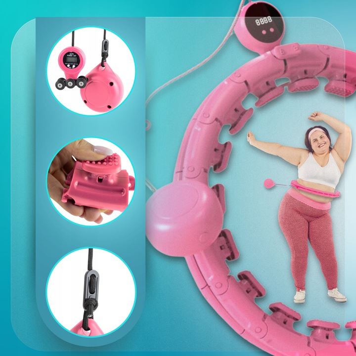 ODCHUDZAJĄCY HULA HOP Z OBCIĄŻENIEM SMART Z LICZNIKIEM I WYPUSTKAMI HULAHOP