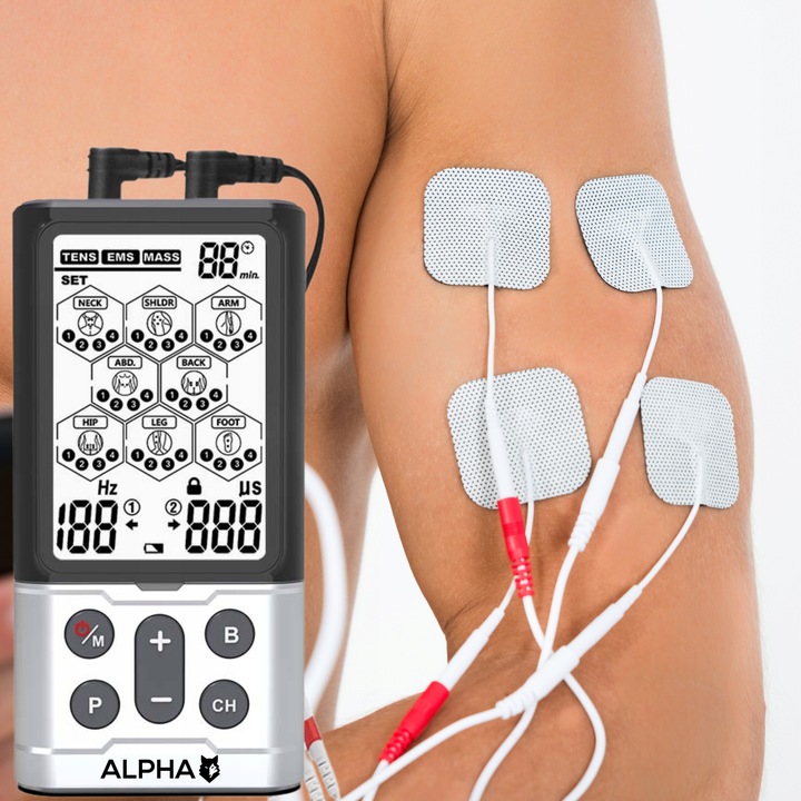 Elektrostymulator mięśni i nerwów TENS EMS MASAŻ 60 prog ALPHA + elektrody