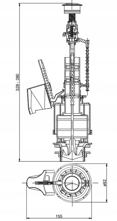 ZAWÓR SPUSTOWY DO SPŁUCZKI WC DWUFUNKCYJNY 3/6 + PRZYCISK -
