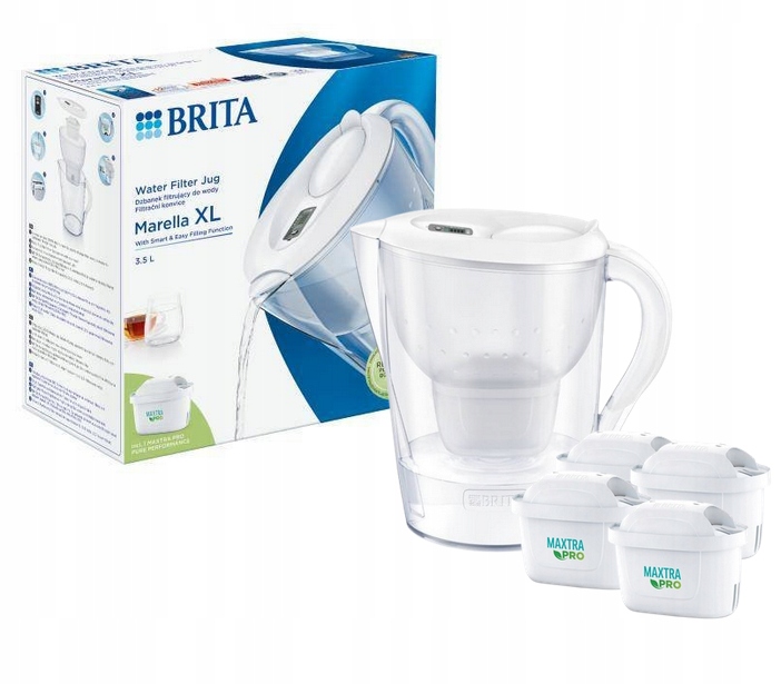 Dzbanek Filtrujący BRITA MARELLA XL 3.5L biały z 4 wkładami MAXTRA PRO