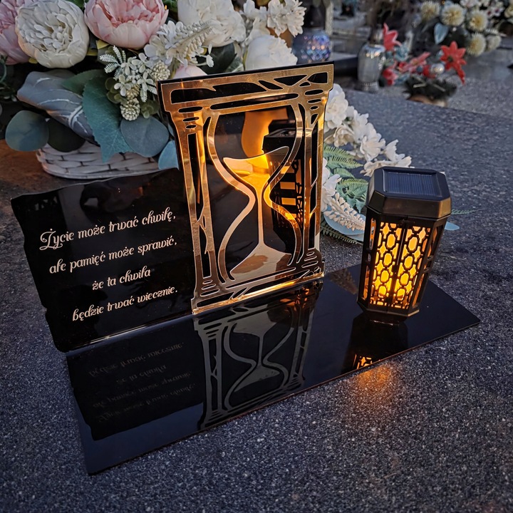 SOLARNY ZNICZ Led Statuetka NA CMENTARZ GRÓB DUŻA Lampka Led z Grawerem