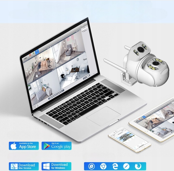 PODWÓJNA KAMERA WIFI IP SMART 8MP ALARM DETEKCJA iCSee