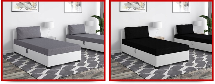 Tapczan Jednoosobowy Łóżko 80x195cm z Pojemnikiem na Pościel +
