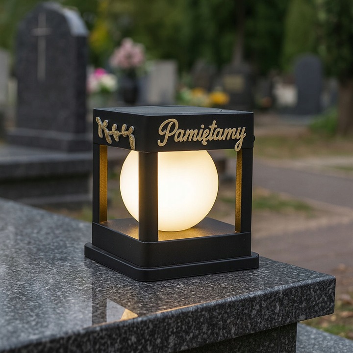 Znicz solarny LED wieczny lampion NA GRÓB statuetka CMENTARZ dekoracja