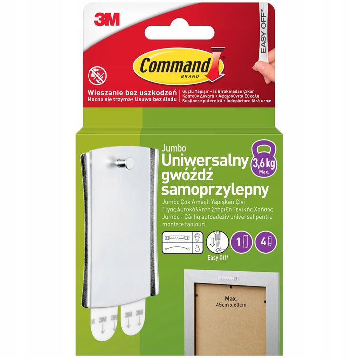 Haczyki Samoprzylepne do obrazów Command bez wiercenia do 3,6kg zestaw