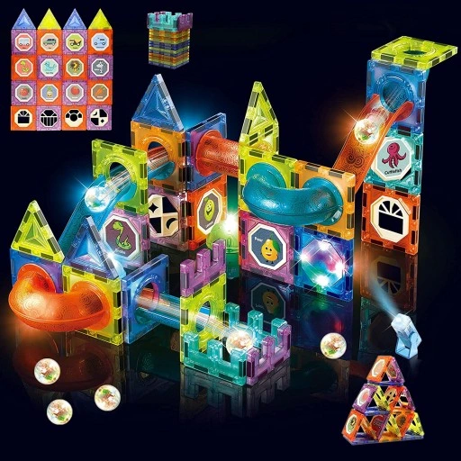 KLOCKI MAGNETYCZNE PANELE 75EL ZESTAW ŚWIECĄCY TOR