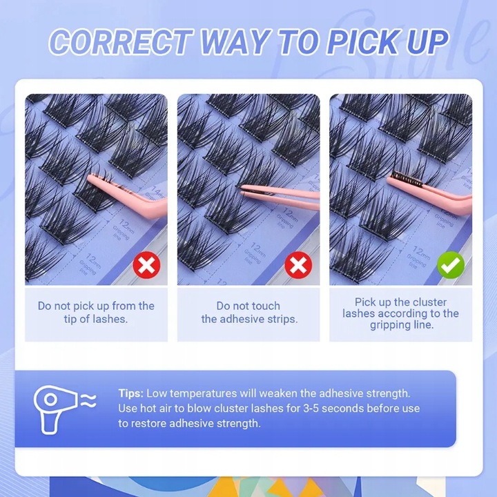 Rzęsy bondingowe NATURAL NAGARAKU MIX 10-16mm z klejem wielokrotnego