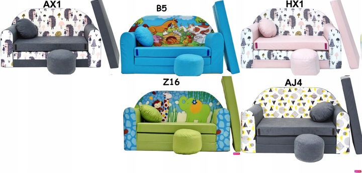 KANAPA SOFA rozkładana dla dzieci łózko poduszka materac piankowa