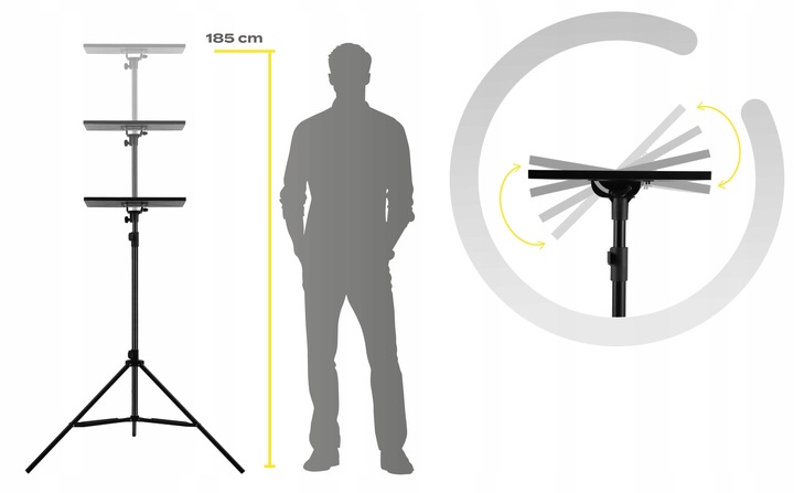 STATYW UCHWYT do projektora rzutnika PÓŁKA TRÓJNÓG do 10kg w:180cm 40x27cm
