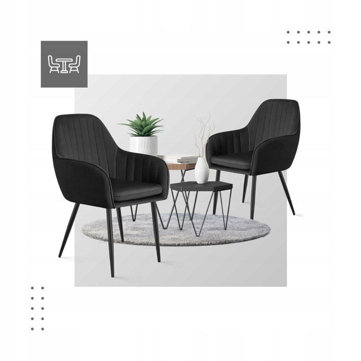 Krzesło welurowe tapicerowane MARK ADLER czarne do jadalni salonu loft