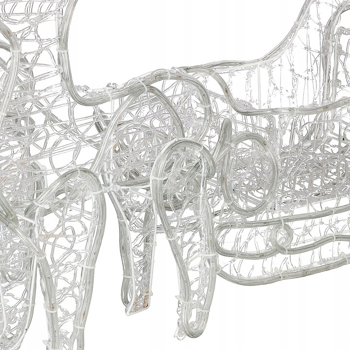 RENIFERY Z SANIAMI ŚWIECĄCE DUŻE 150cm OZDOBA Z GŁOWĄ SANIAMI DEKORACJA XXL